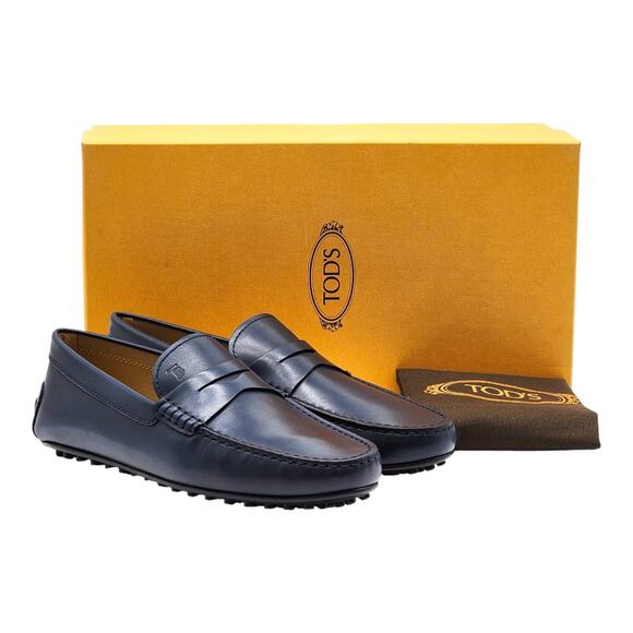 Tod’s Gommino Penny Driving Men\'s Leather Loafers Blue UK 6 US 7.5 - New $695